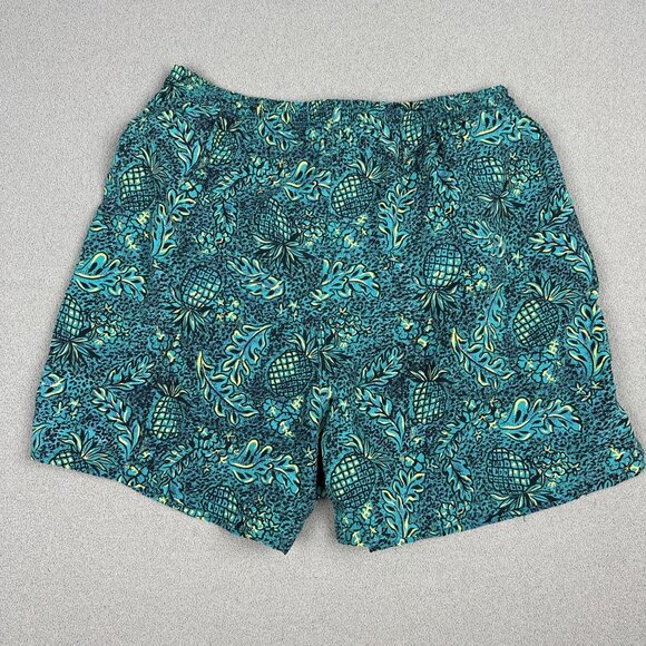 Vintage Shorts Mens XL Aqua Surf Swim Trunk Tribal Floral Pineapple Baggies - Picture 9 of 9